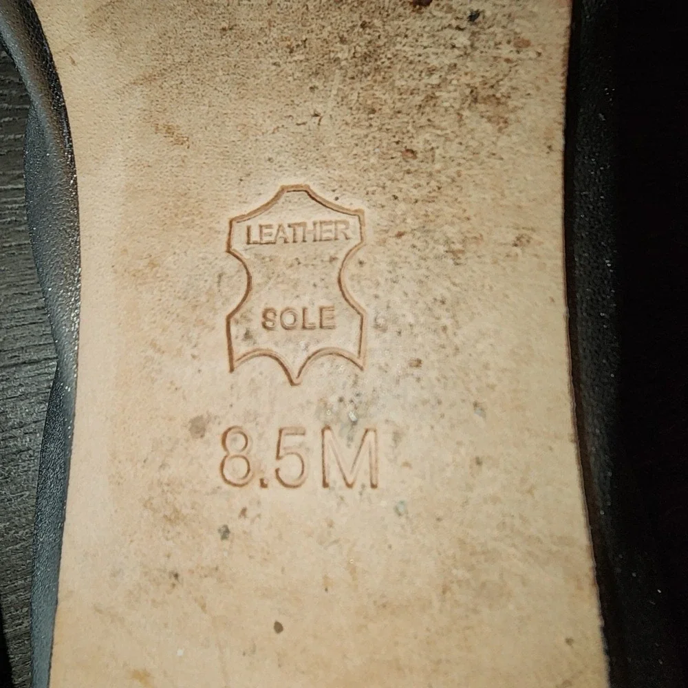 Tory Burch Liana Rhinestone Logo Silver Metallic Leather Ballet Flats Size 8.5
